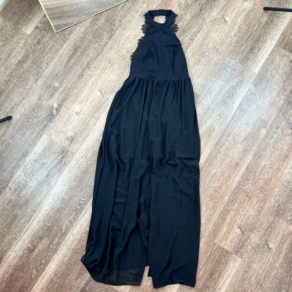 Lulus My Beloved Black Maxi Dress Lace Detail Halter Top - Picture 2 of 9